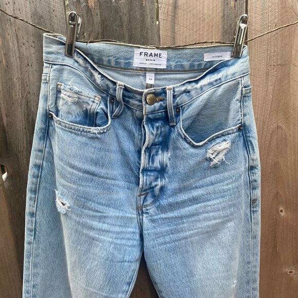Frame Le Original Ripped High Waist Crop Jeans size 24 - Picture 4 of 10